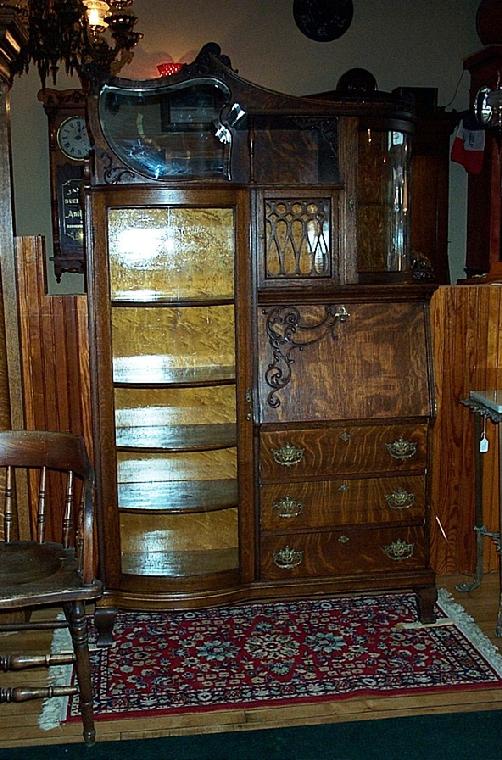 Ornate Quarter Sawn Oak Side By, Antique Secretary Bookcase Side By